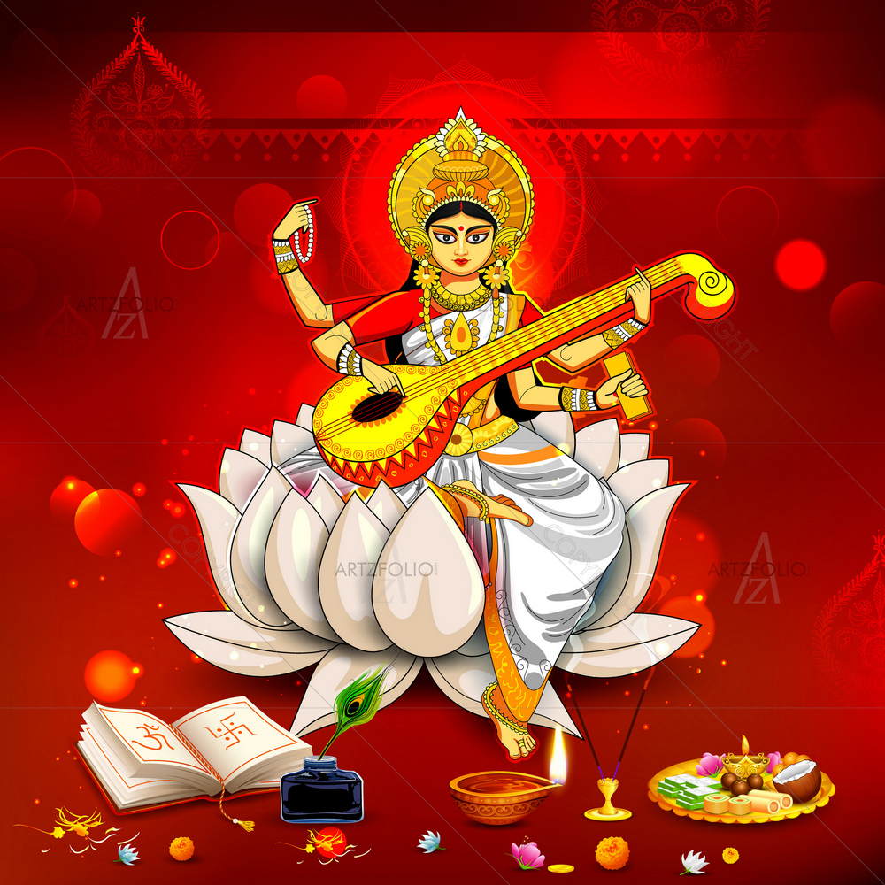 Hindu Goddess Saraswati D2 — custom-size art design 5011598