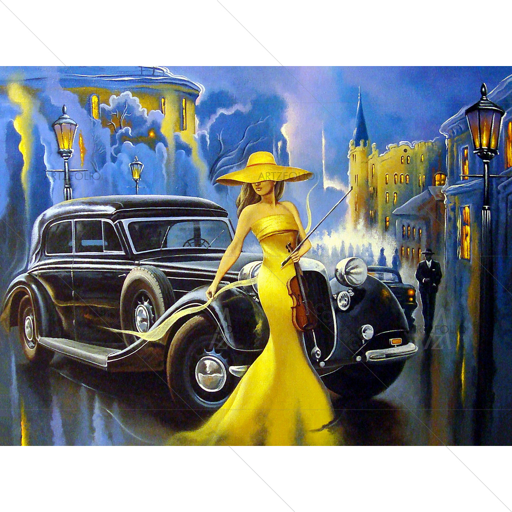 Car & Girl — custom-size art design 5011599