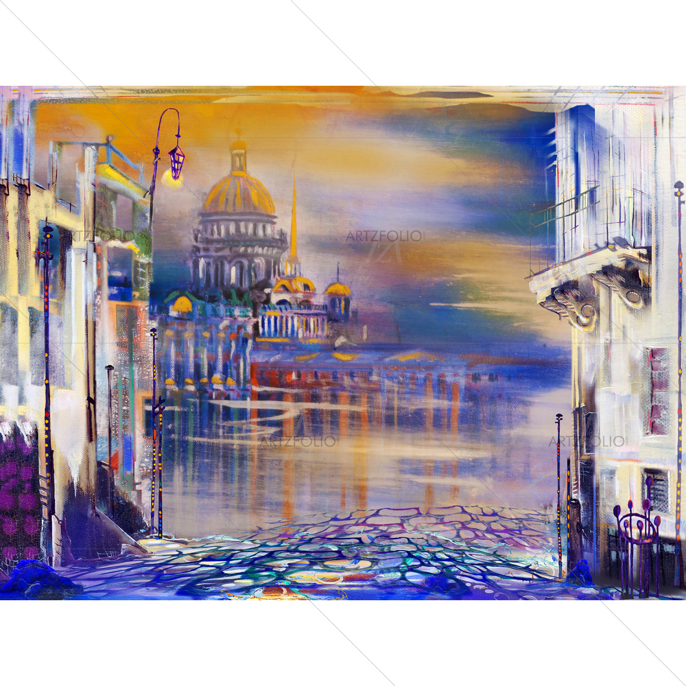 Saint-Petersburg Church Night — Ancient custom art by ArtzFolio