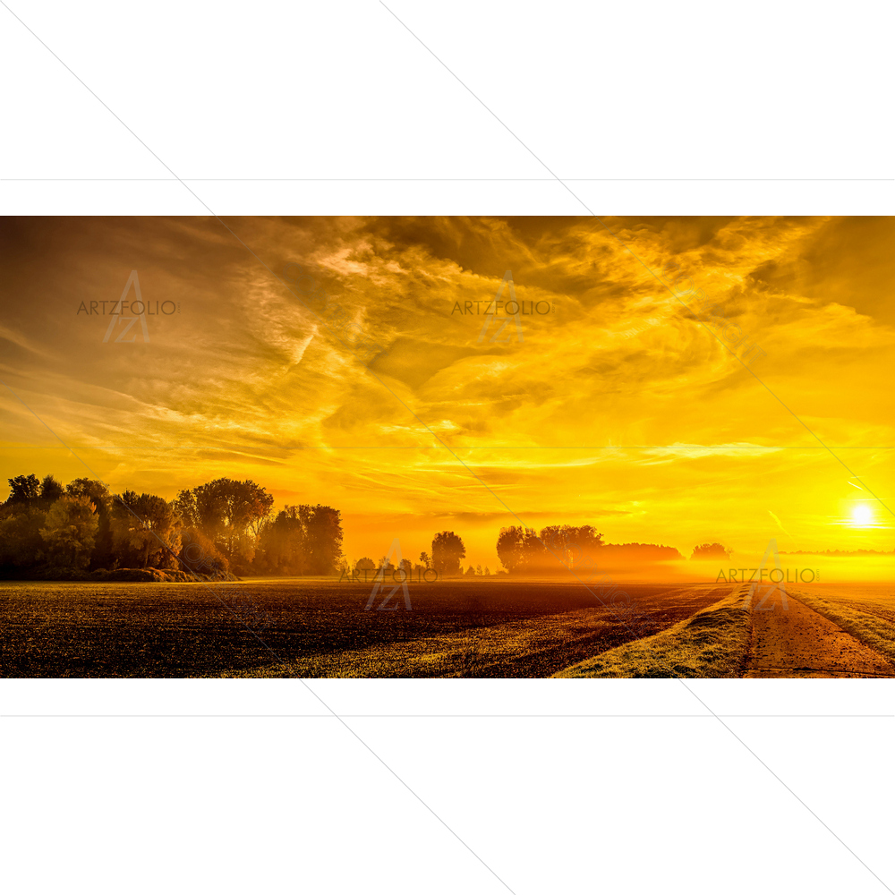 Foggy Golden Autumn Sunrise — custom-size art design 5011611