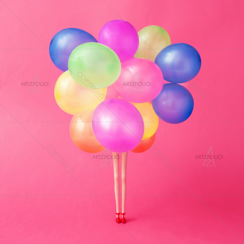 Dog Legs with Balloons — custom-size art design 5011616