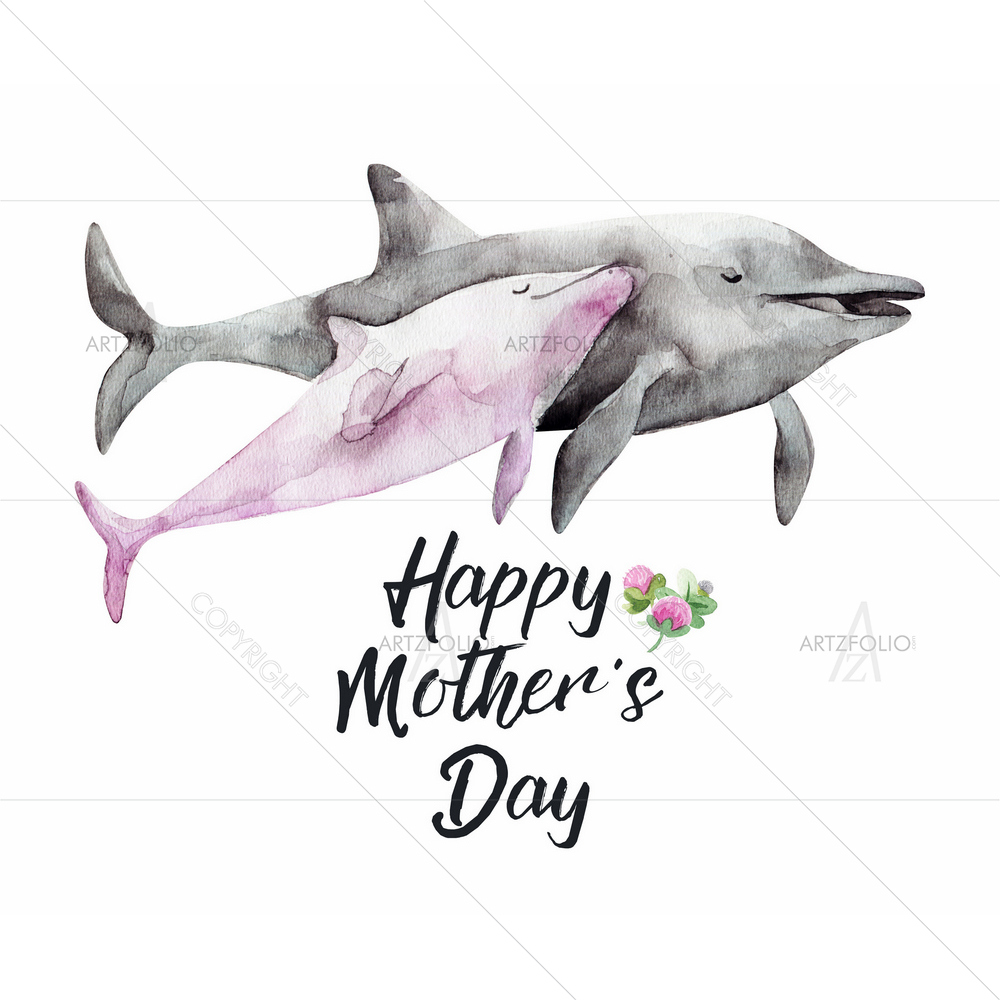 Dolphin with Baby — custom-size art design 5011619