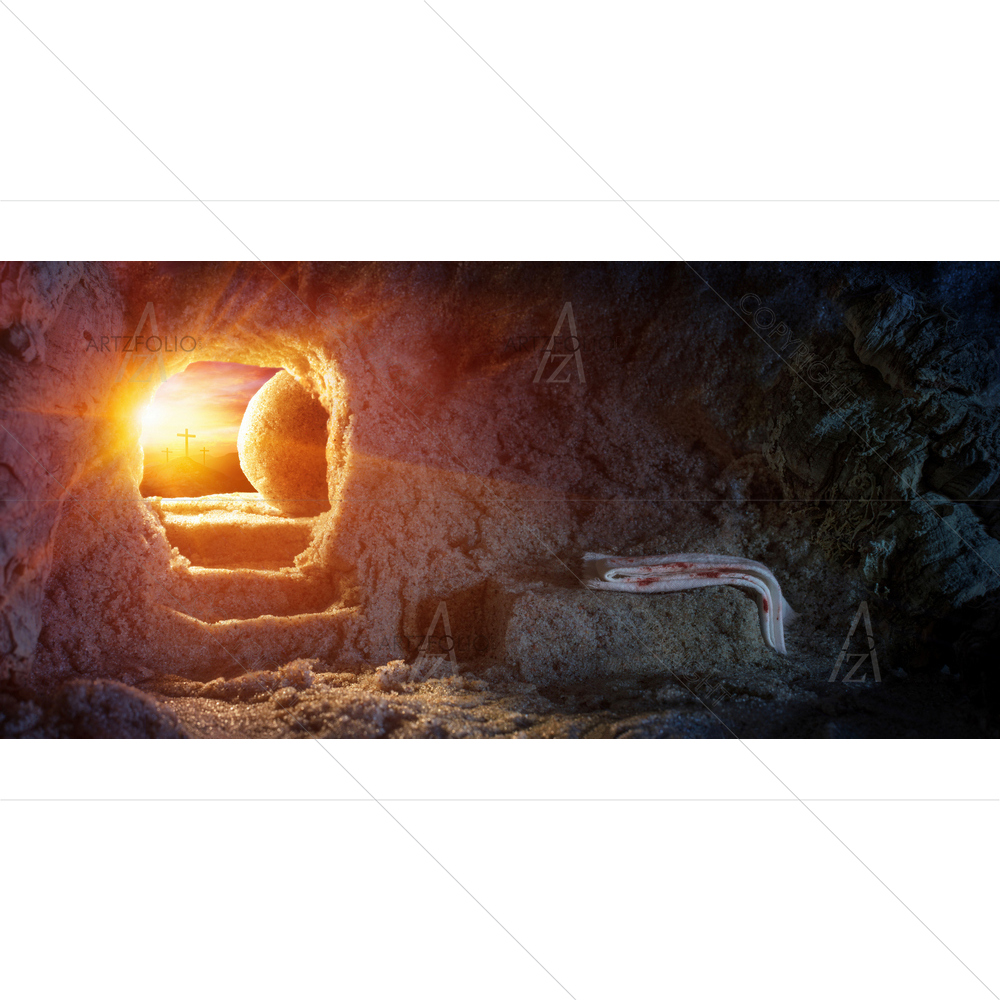 Empty Tomb With Crucifixion — Devotional custom art by ArtzFolio