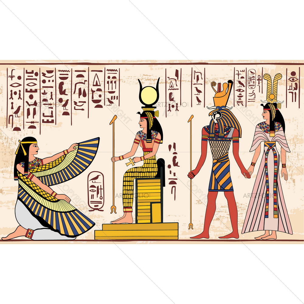 Egyptian Gods Hieroglyphs — Botanical custom art by ArtzFolio