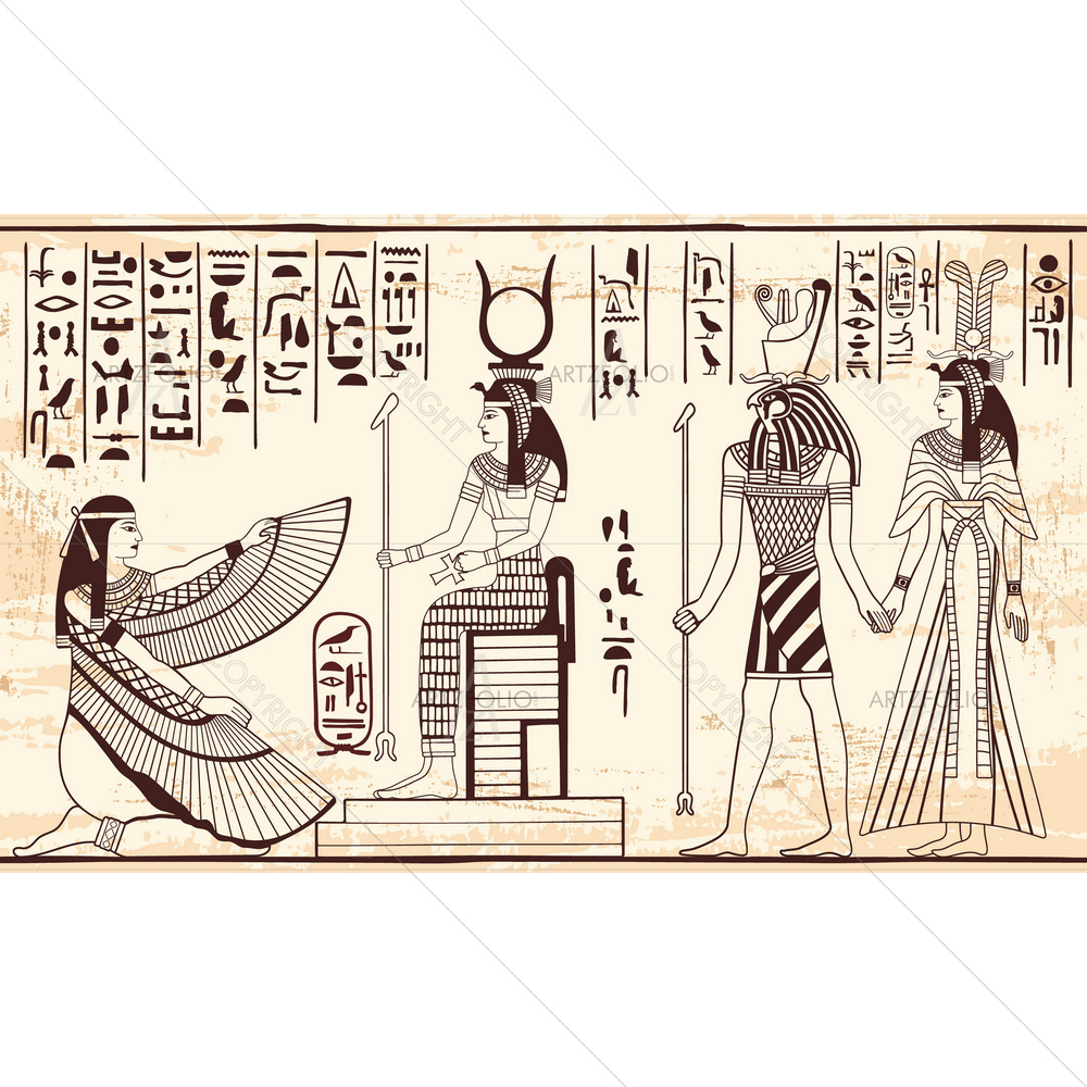 Egyptian Gods Ornamental Hieroglyphs — custom-size art design 5011640