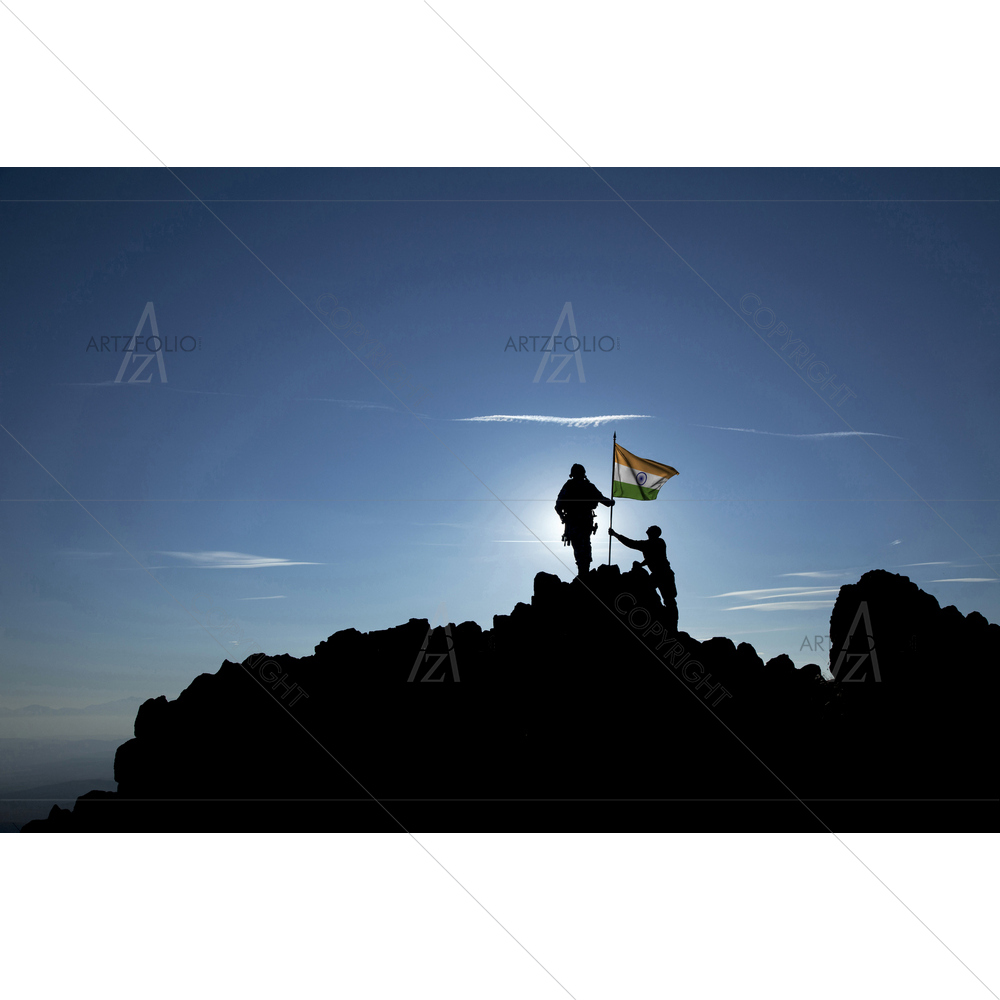 Soldiers Raising Indian Flags — Flags custom art by ArtzFolio