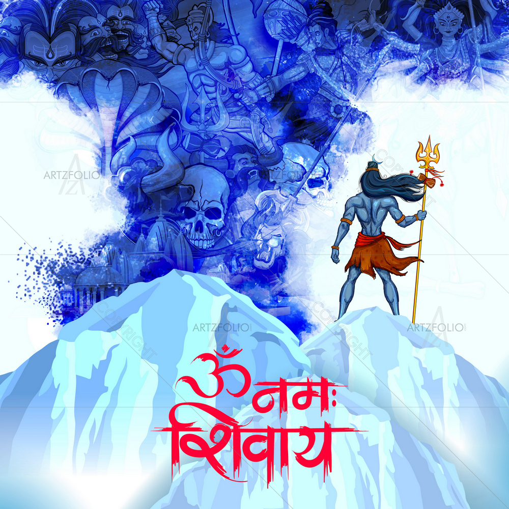 God Shiva with Message D1 — Devotional custom art by ArtzFolio