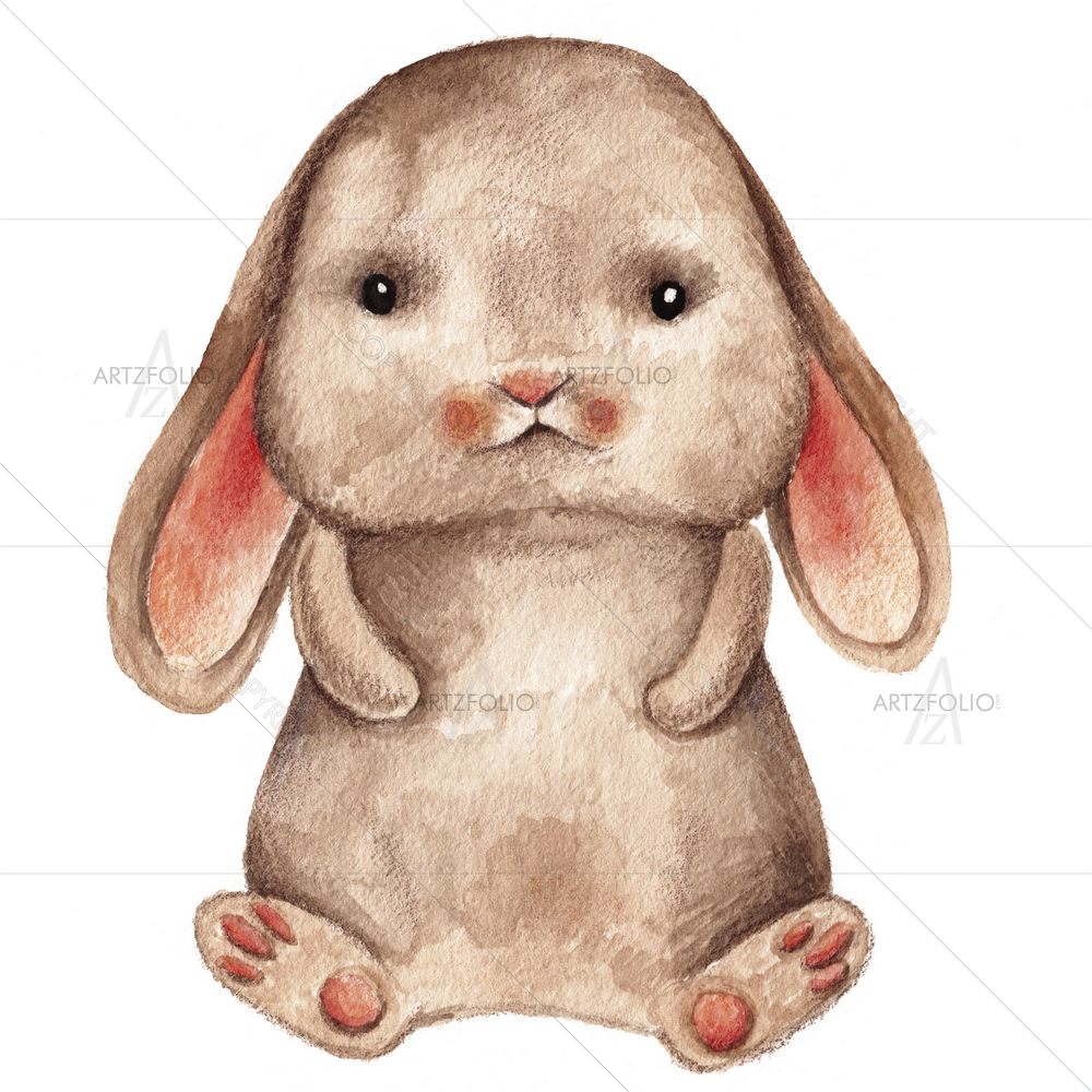 Cartoon Watercolor Rabbit — Animals custom art by ArtzFolio
