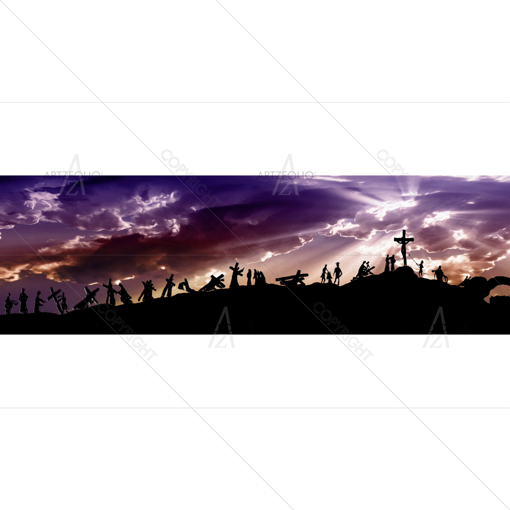 Jesus Christ Carrying His Cross on Calvary Hill — Devotional custom art by ArtzFolio