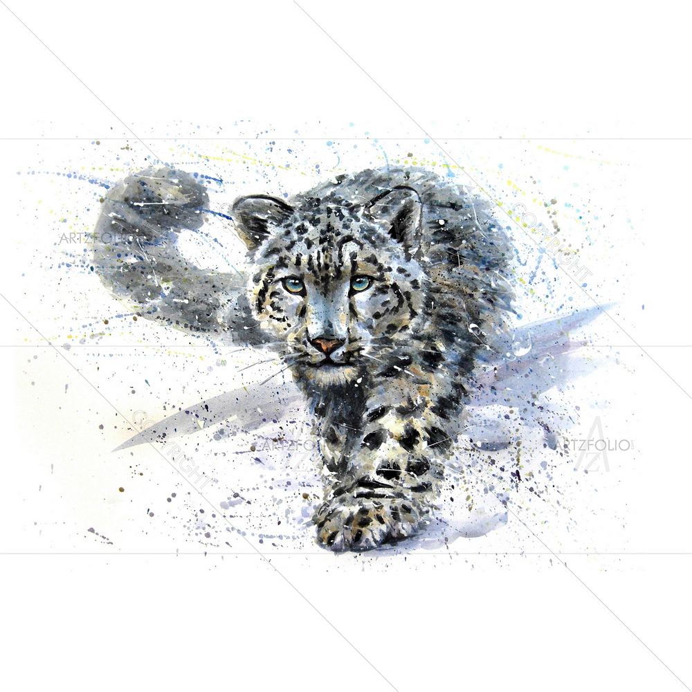 Watercolor Snow Leopard — custom-size art design 5011690