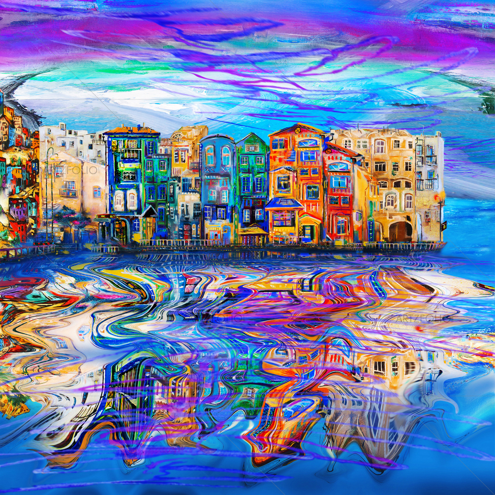 Stormy Reflection of City — custom-size art design 5011703