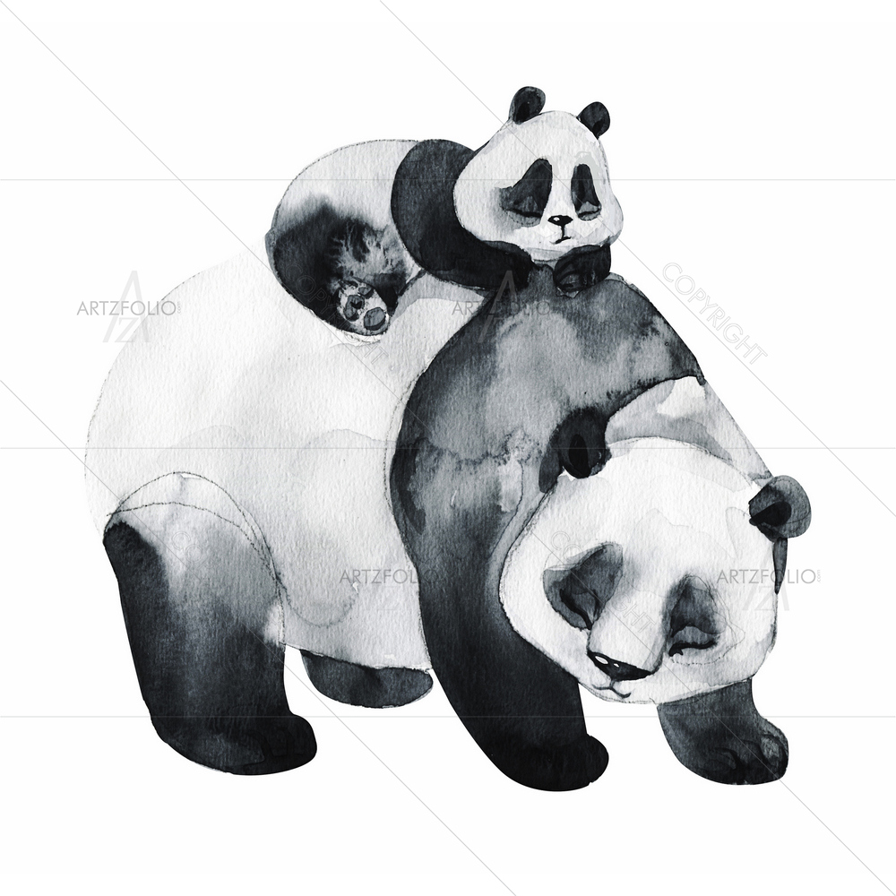 Panda Bear and Baby — custom-size art design 5011709