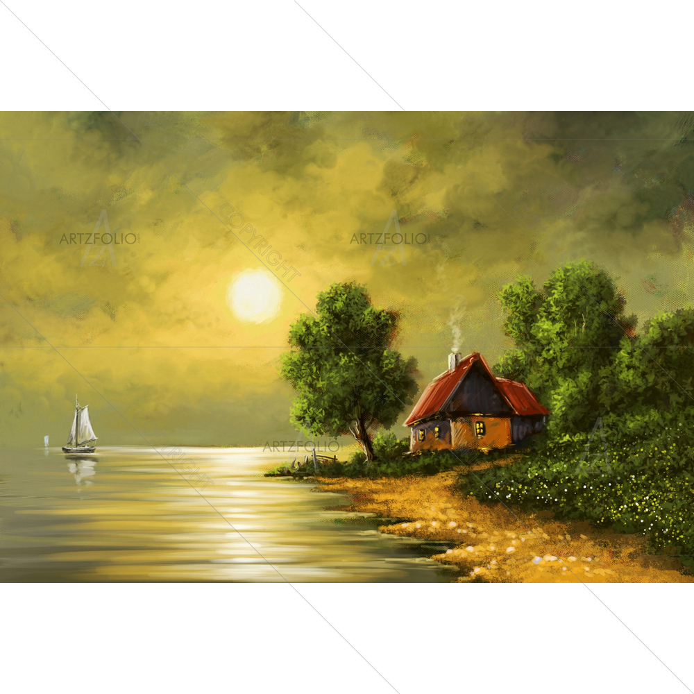 Seascape with Moon — custom-size art design 5011711