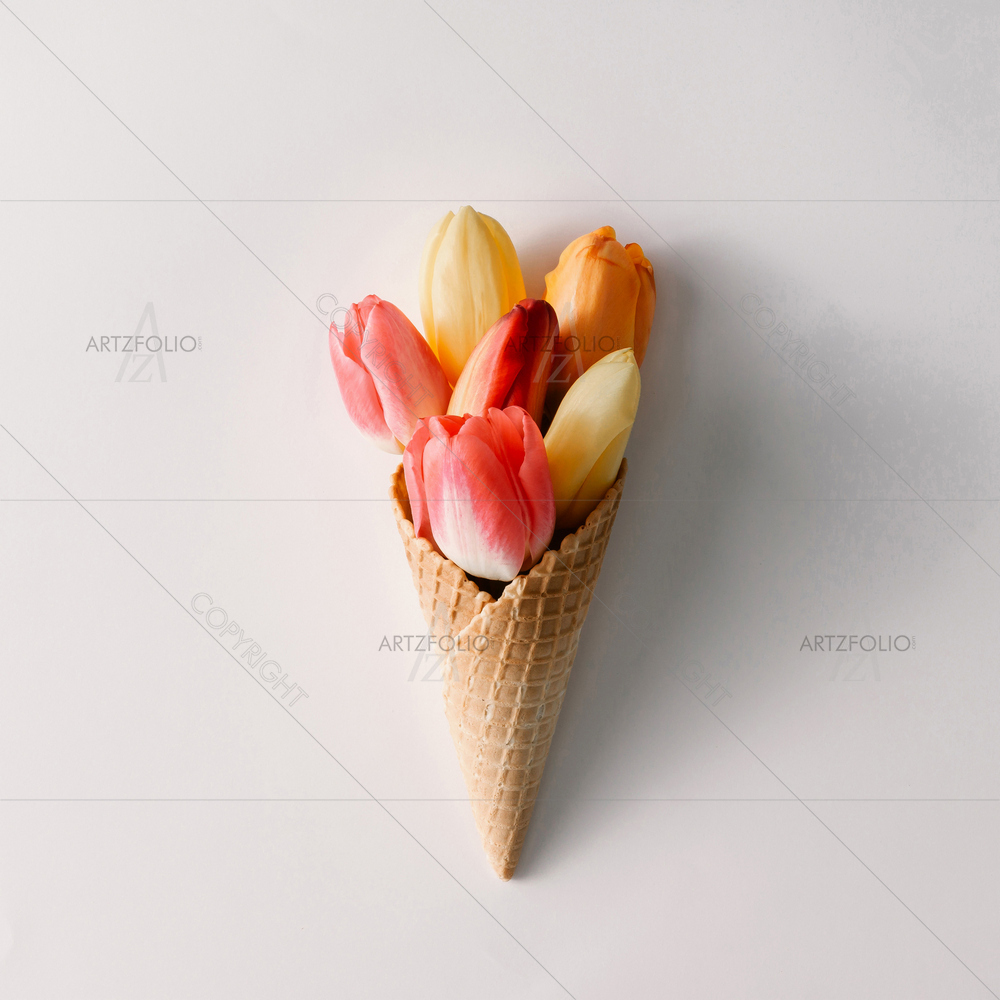 Minimal Ice Cream & Flowers D2 — custom-size art design 5011735