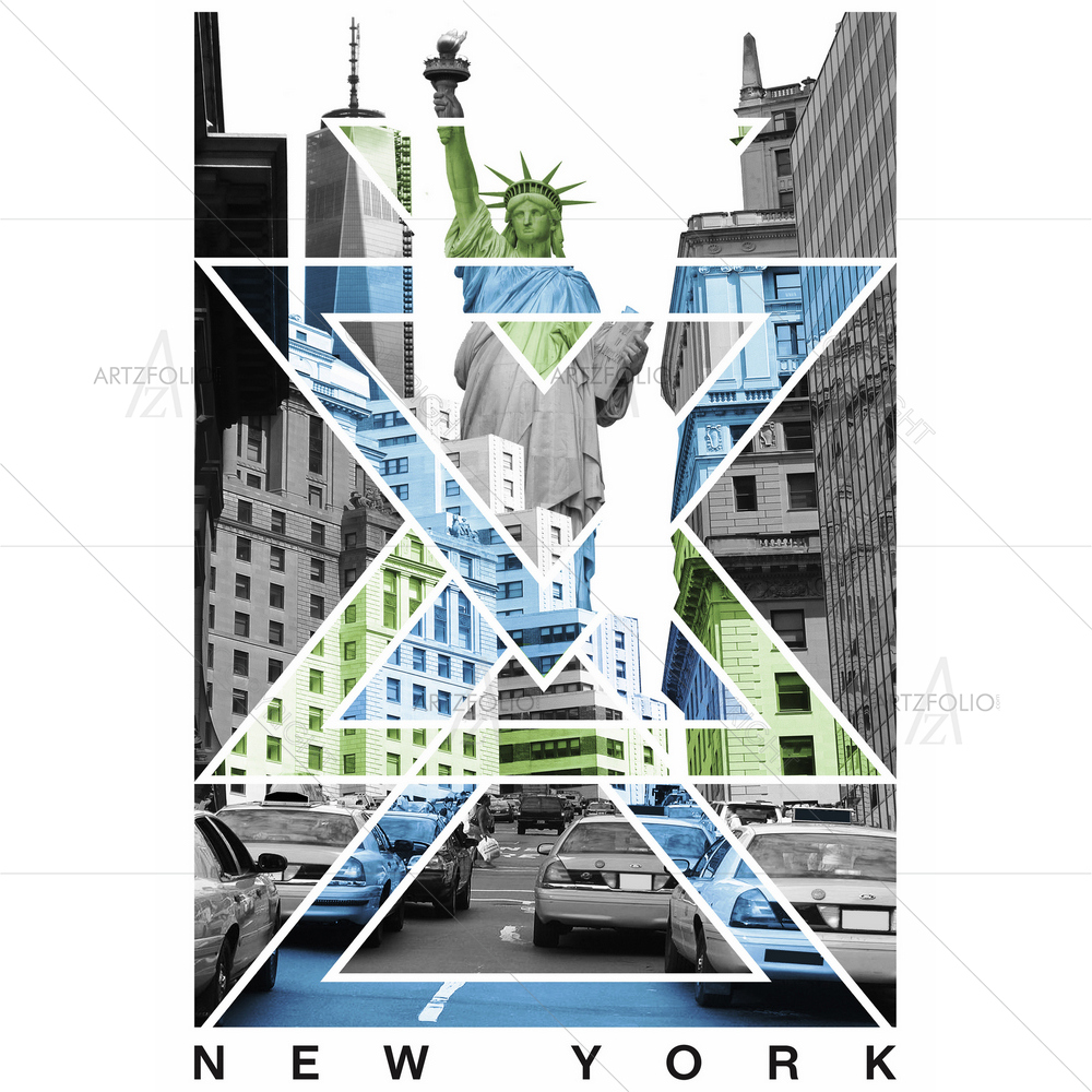 New York and Statue of Liberty — American custom art by ArtzFolio
