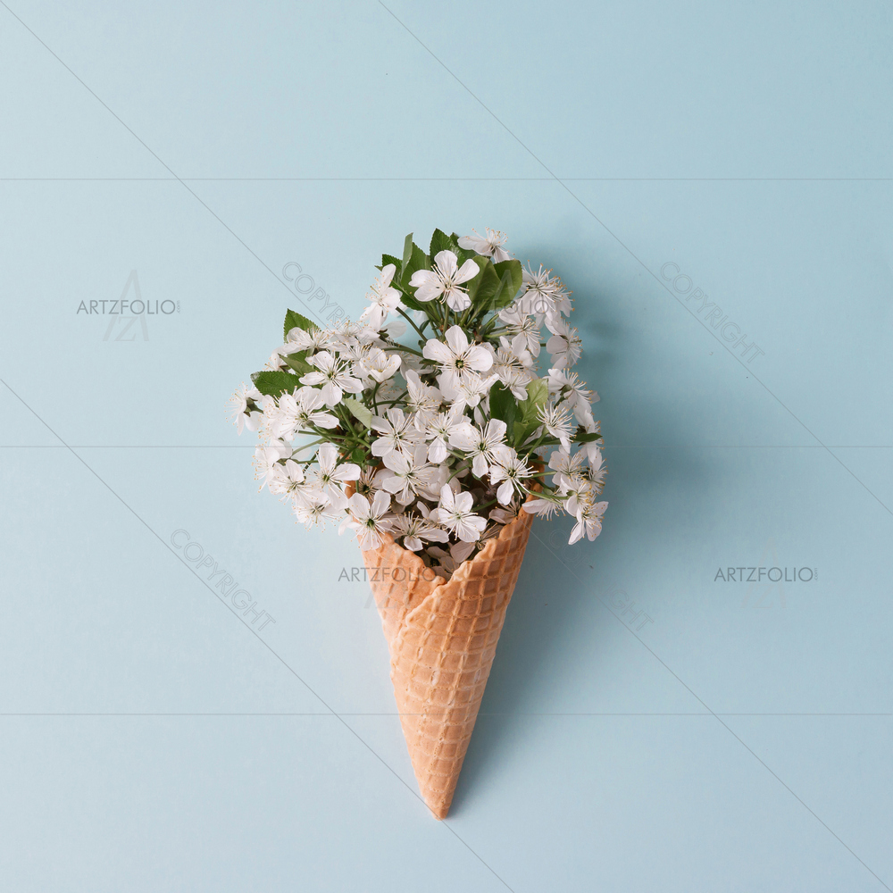 Minimal Ice Cream & Flowers D3 — Botanical custom art by ArtzFolio