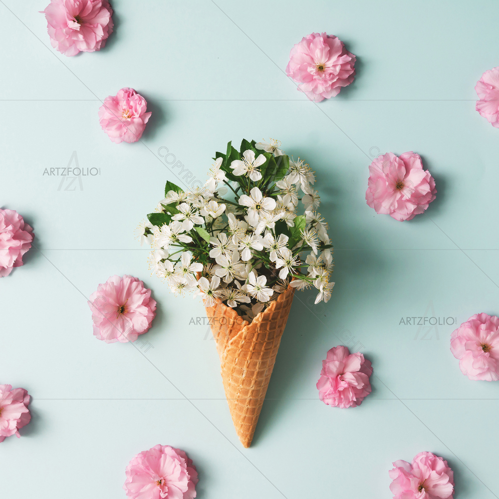 Minimal Ice Cream & Flowers D4 — Botanical custom art by ArtzFolio