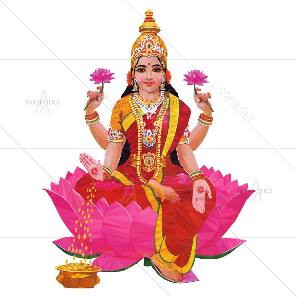Hindu Goddess Lakshmi D2 — custom-size art design 5011785