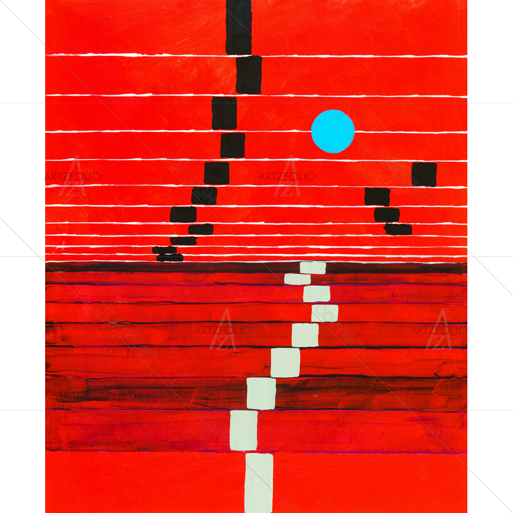 Red Receding Stripes — custom-size art design 5011806