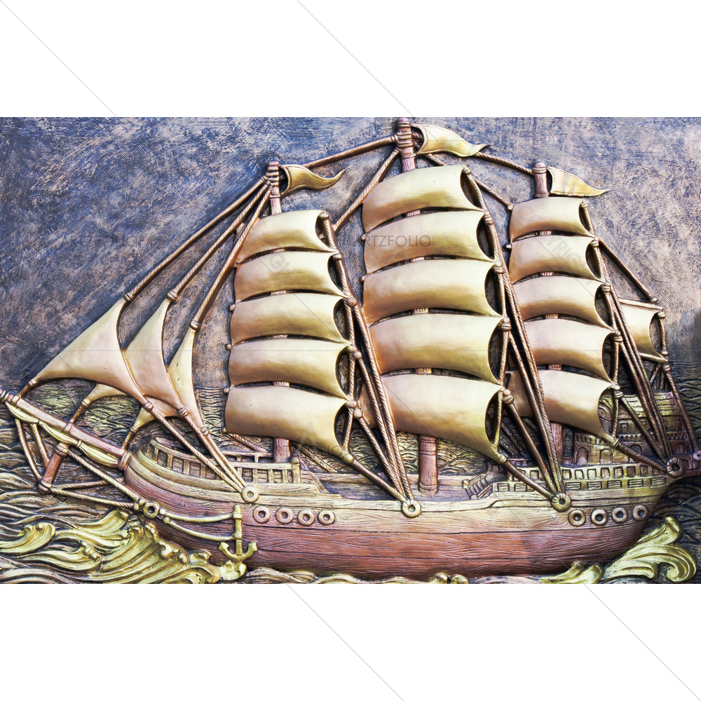 Thai Clay Sailboat Sculpture Art — custom-size art design 5011814