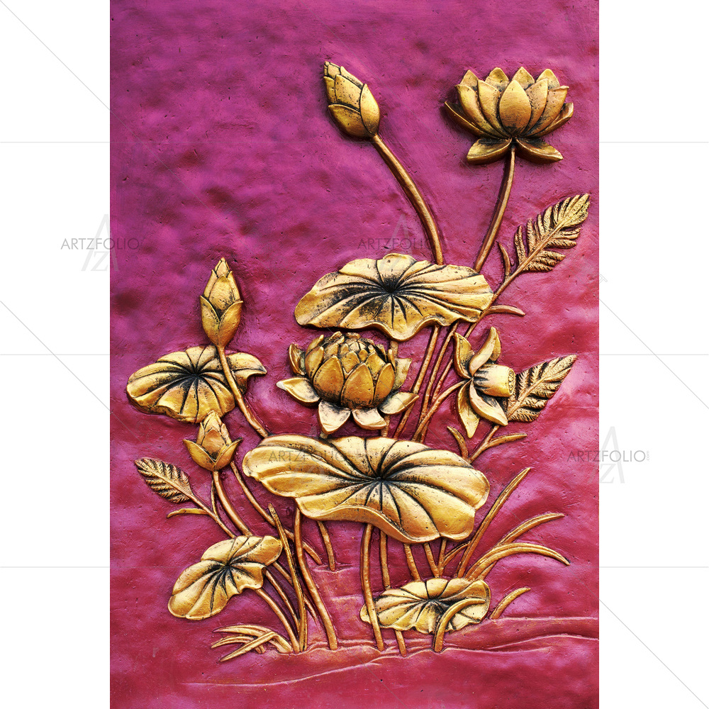 Thai Clay Golden Flowers — custom-size art design 5011815