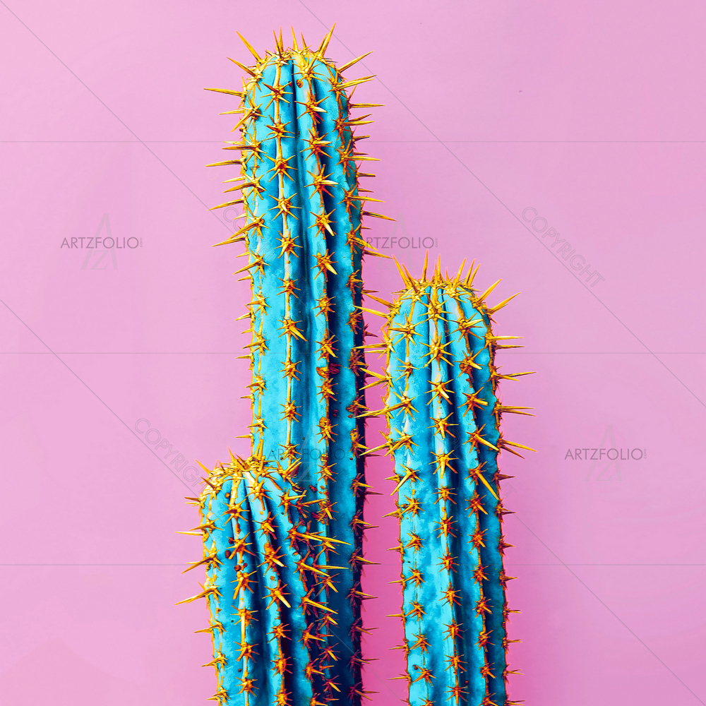 Still Life Neon Cactus — custom-size art design 5011817