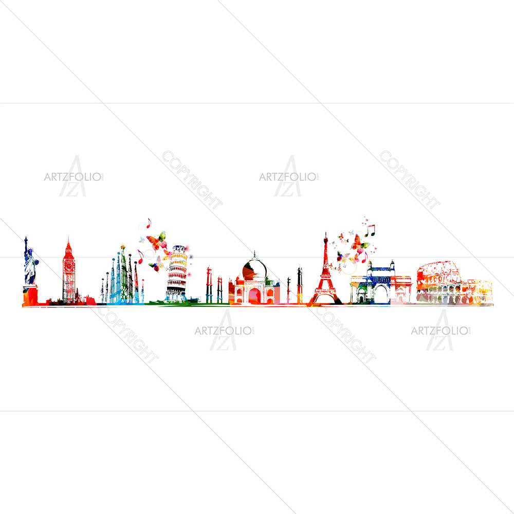 Famous World Landmarks — American custom art by ArtzFolio