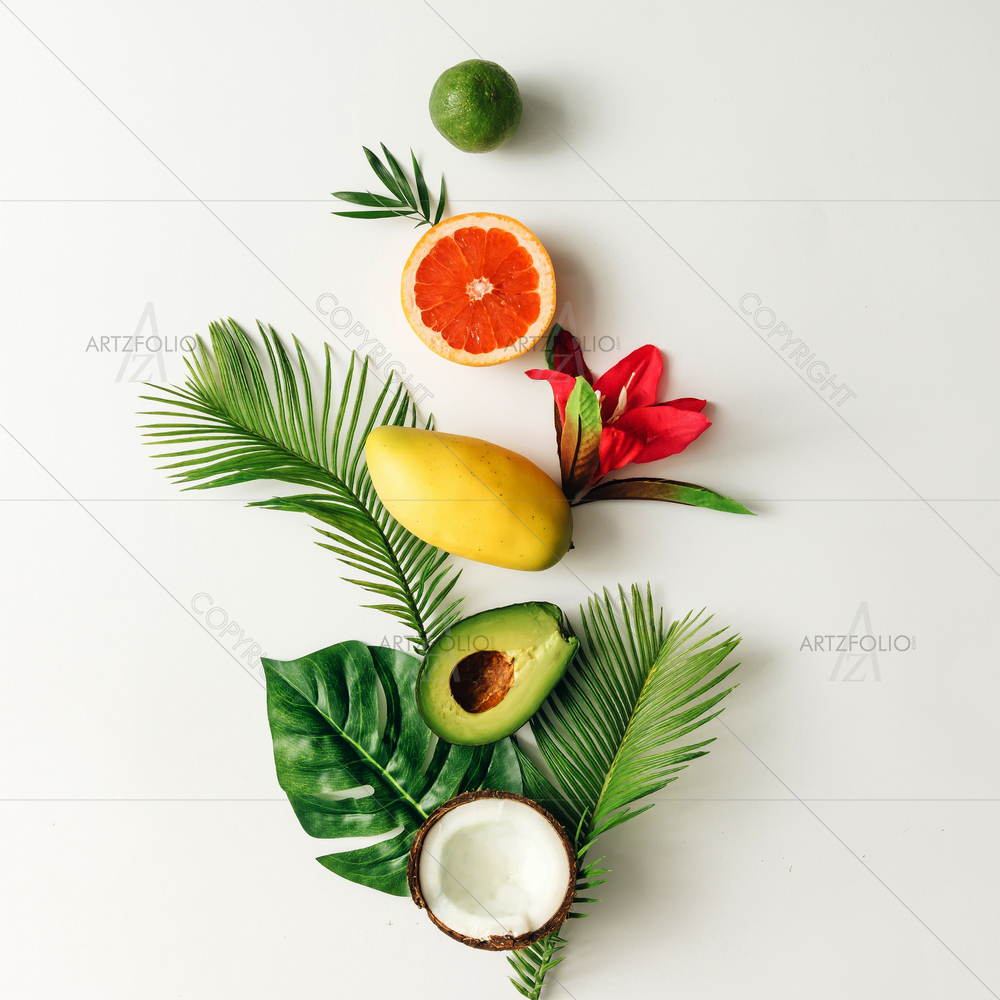 Tropical Fruits and Leaves — Abstract custom art by ArtzFolio