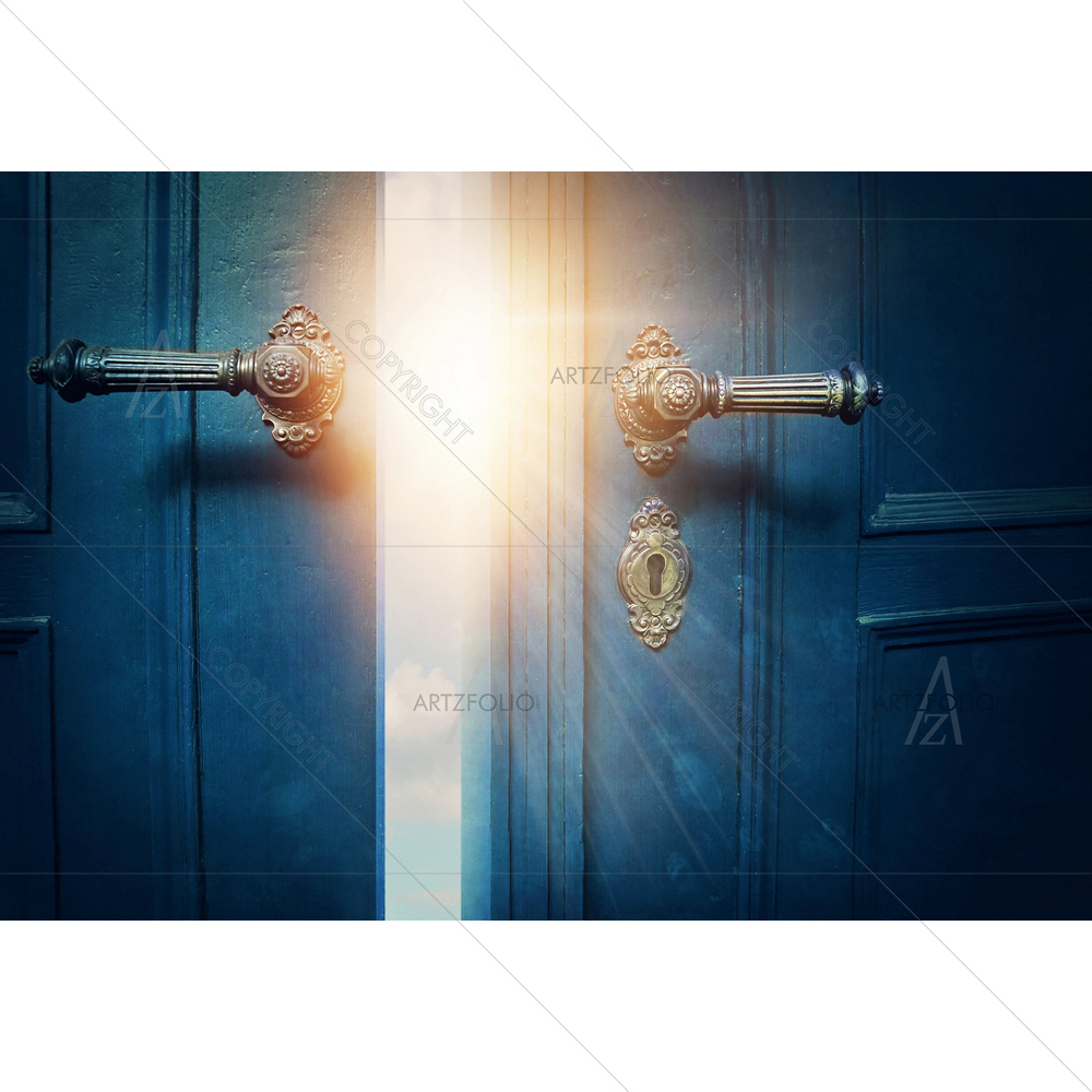 Open Blue Door — custom-size art design 5011829