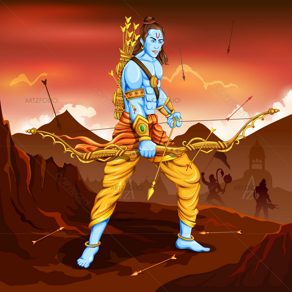 Lord Rama with Arrow Killing Ravana — custom-size art design 5011835