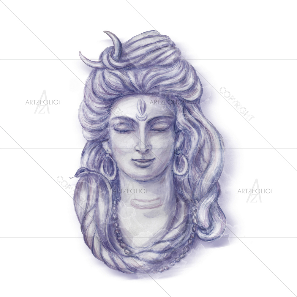 Hindu God Shiva Portrait — Devotional custom art by ArtzFolio
