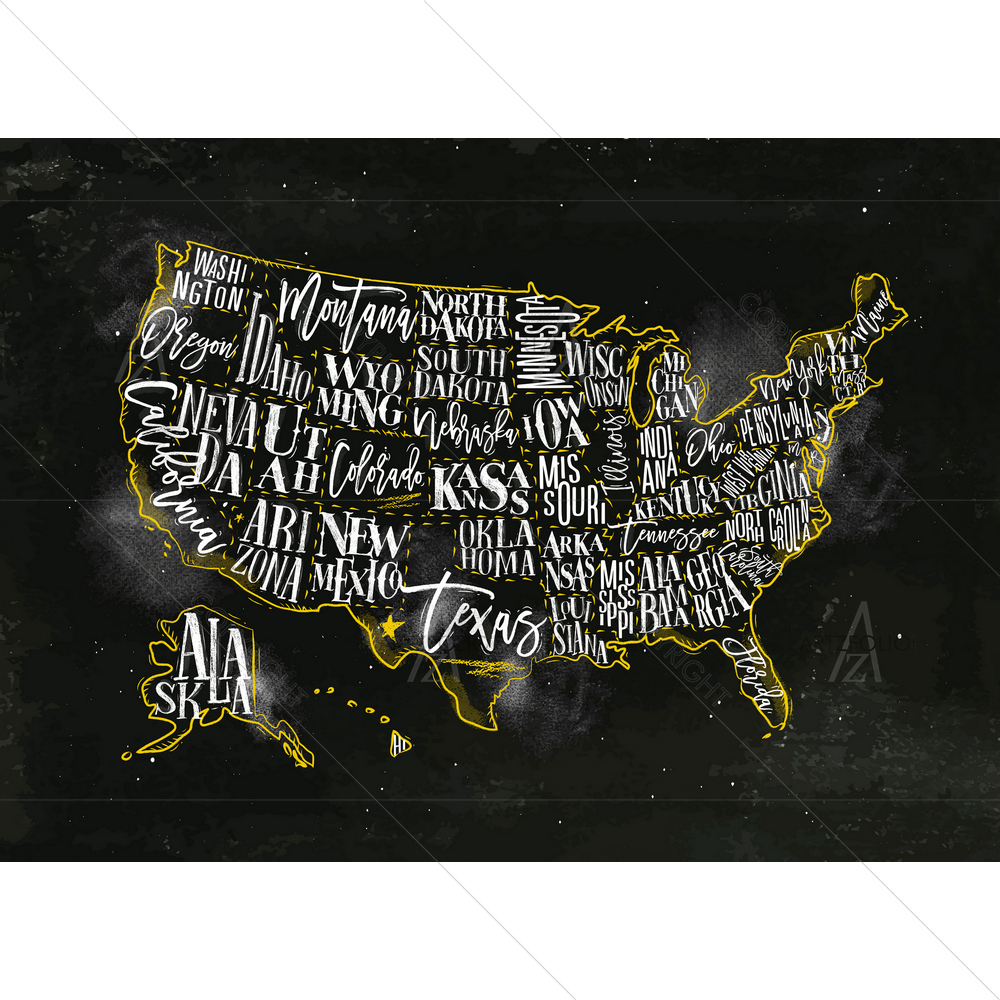 Vintage USA Map D1 — custom-size art design 5011856