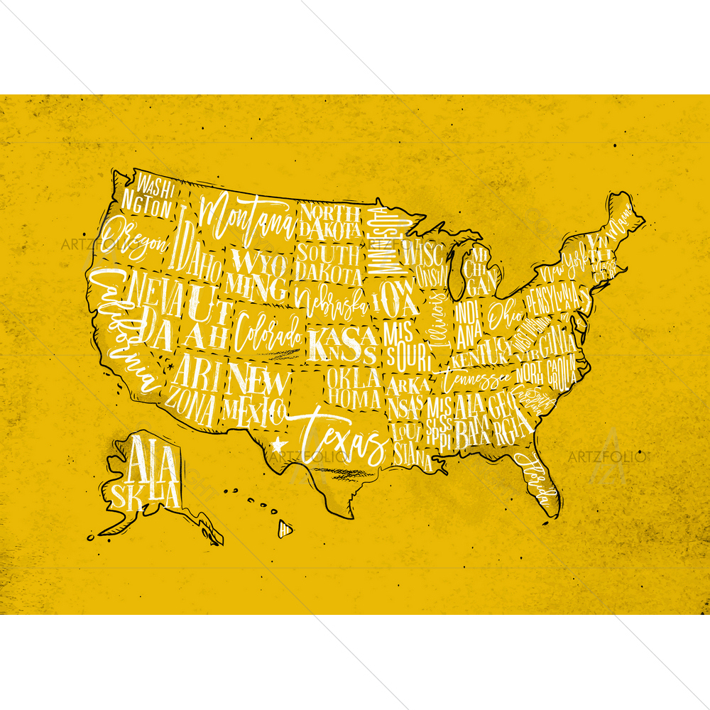 Vintage USA Map D2 — custom-size art design 5011857