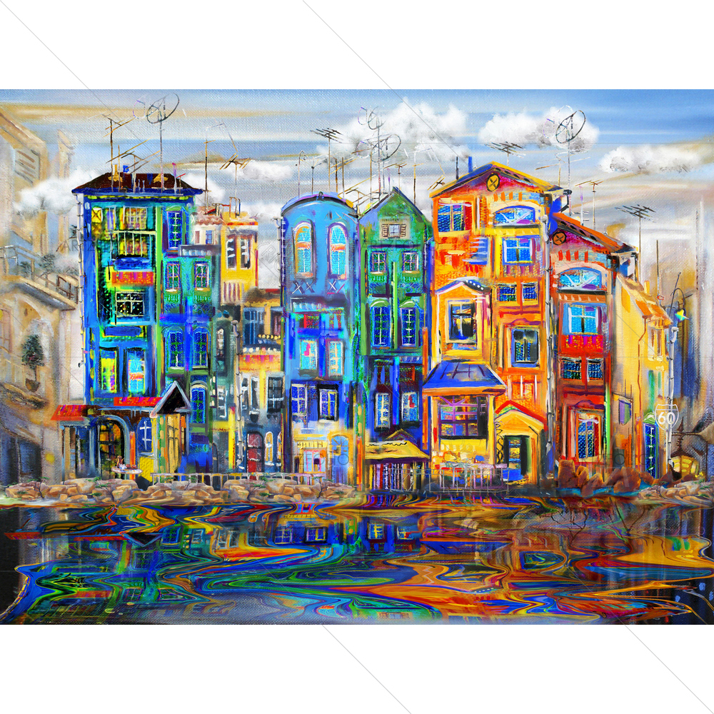 Street Reflection in Water — custom-size art design 5011864