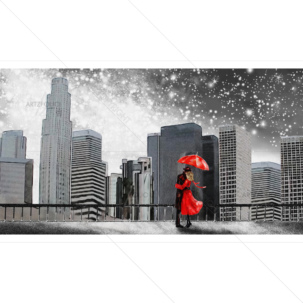 Couple Under Umbrella — custom-size art design 5011883