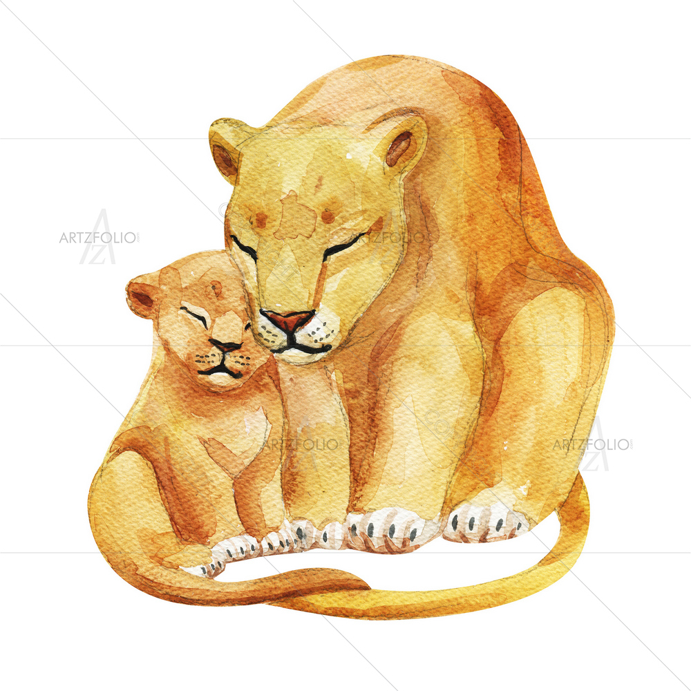 Lion with Baby — custom-size art design 5011884
