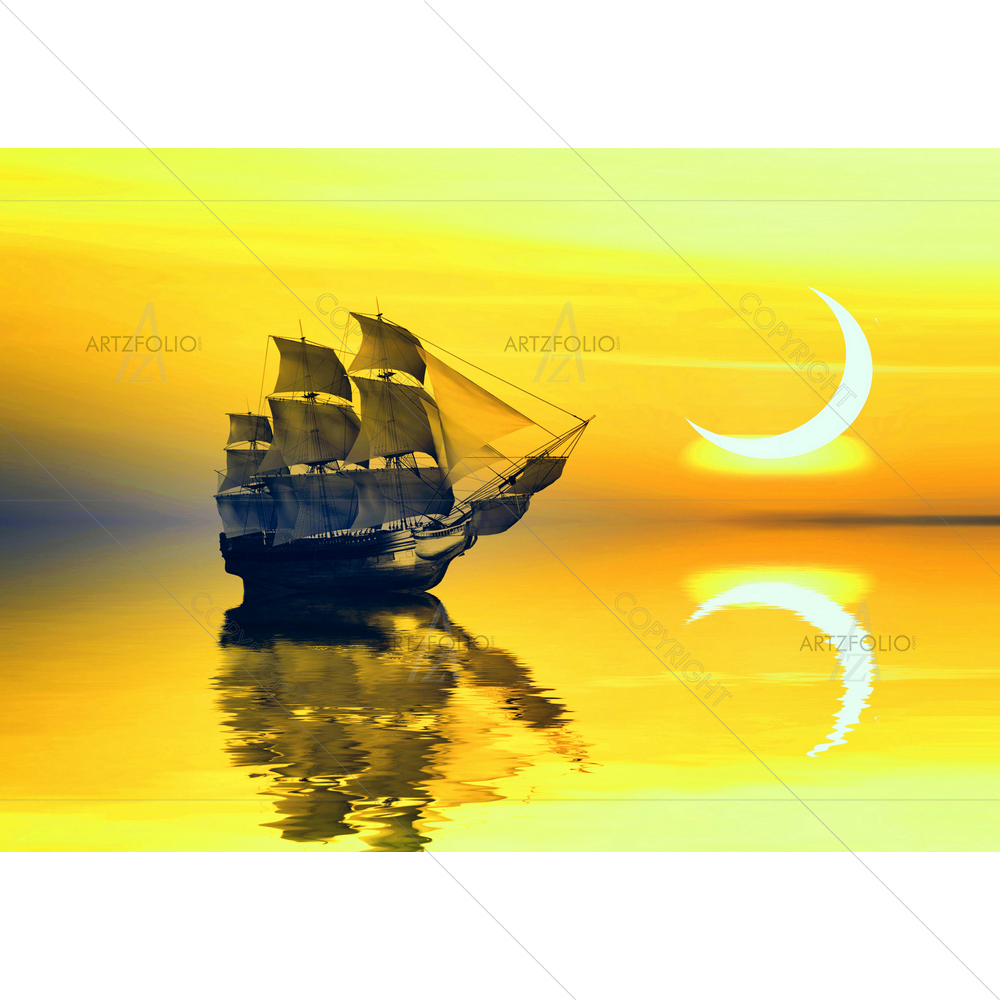 Sailboat Landscape — Birds custom art by ArtzFolio