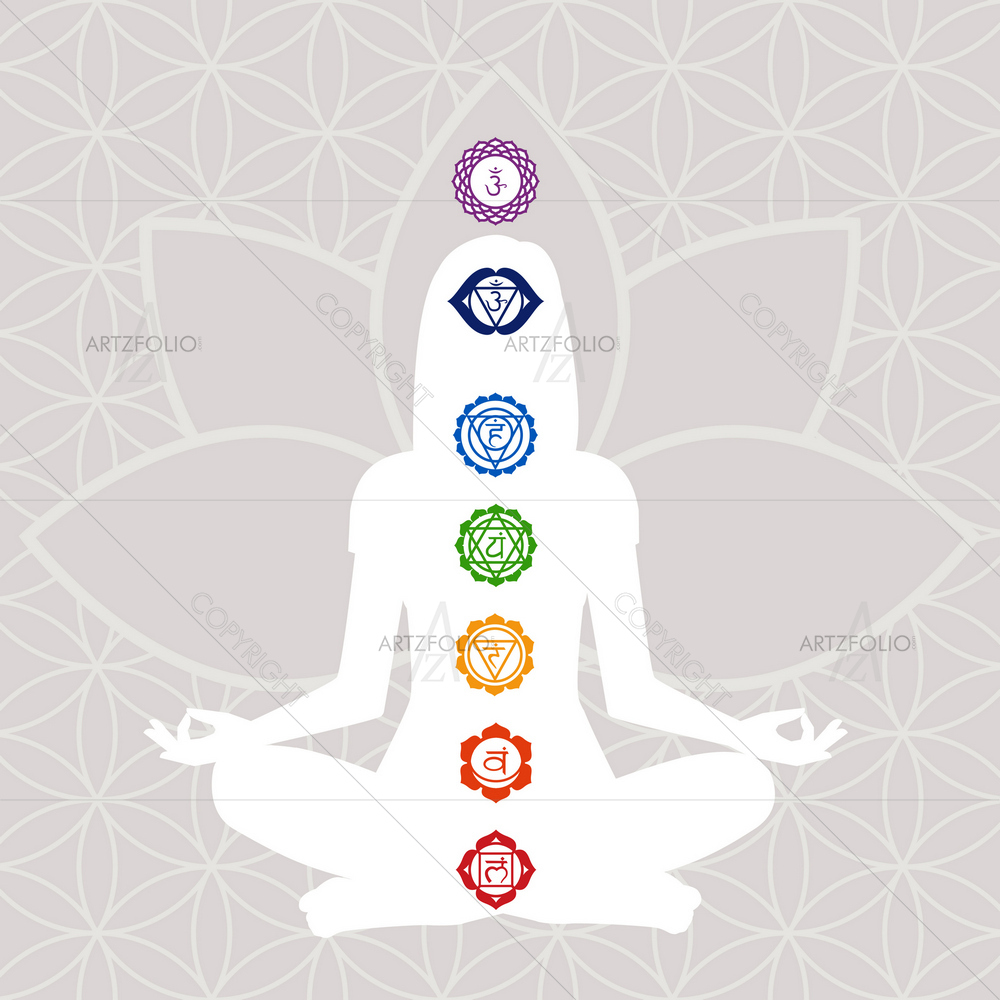 Woman Meditating in Lotus Position — custom-size art design 5011890