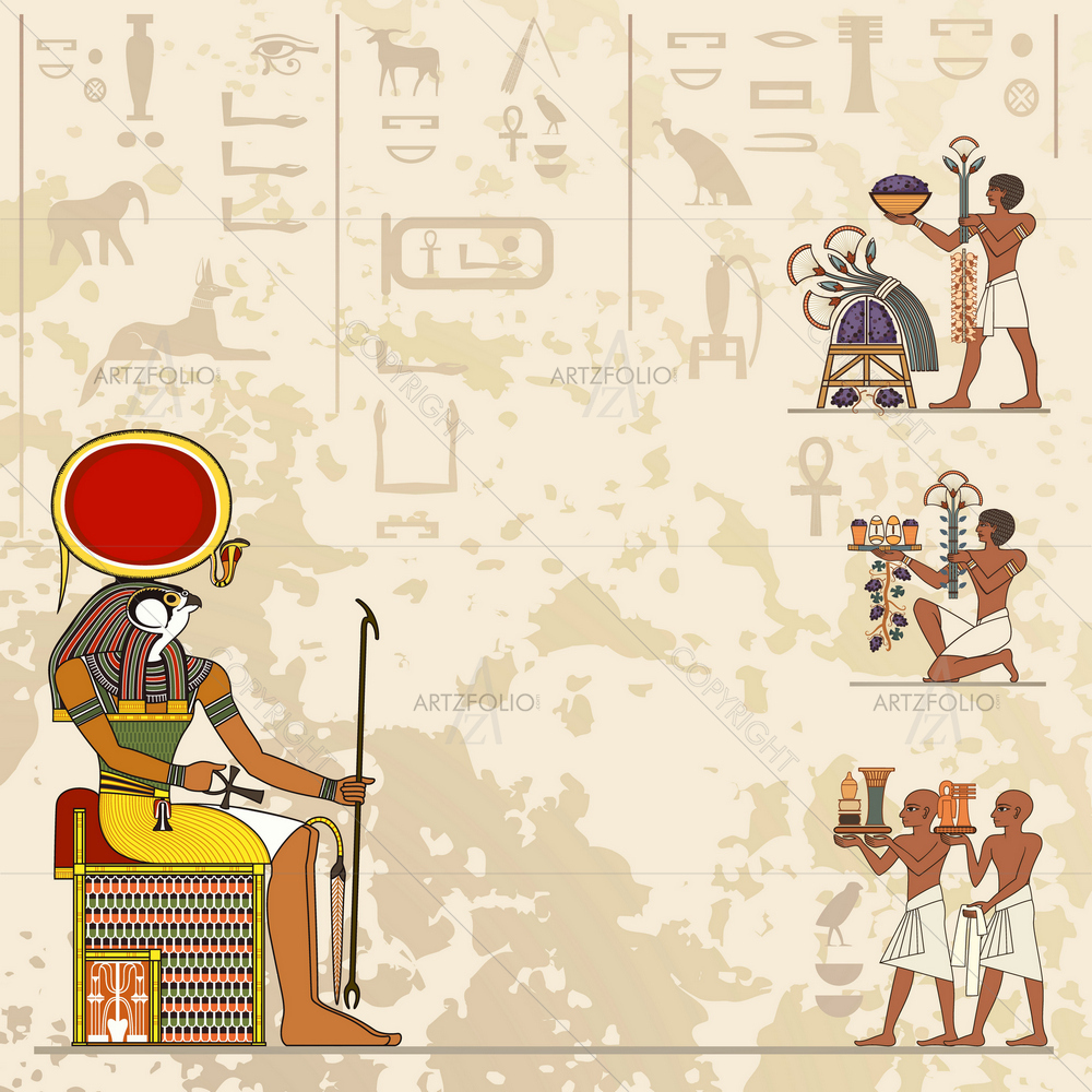 Egyptian Hieroglyph and Symbols D1 — African custom art by ArtzFolio