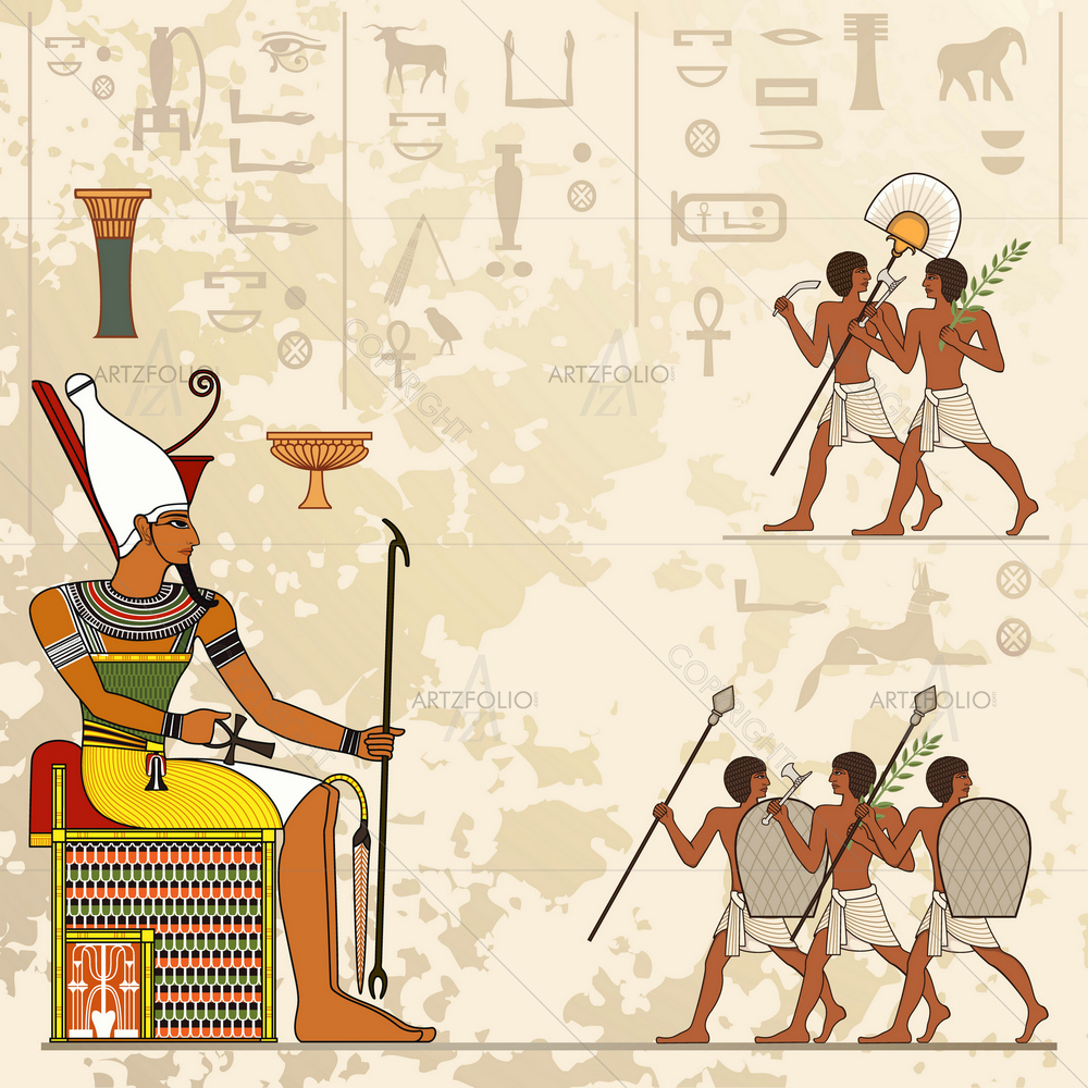 Egyptian Hieroglyph and Symbols D2 — African custom art by ArtzFolio