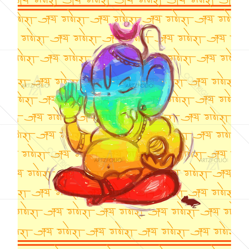 Hindu God Ganesha D21 — Devotional custom art by ArtzFolio