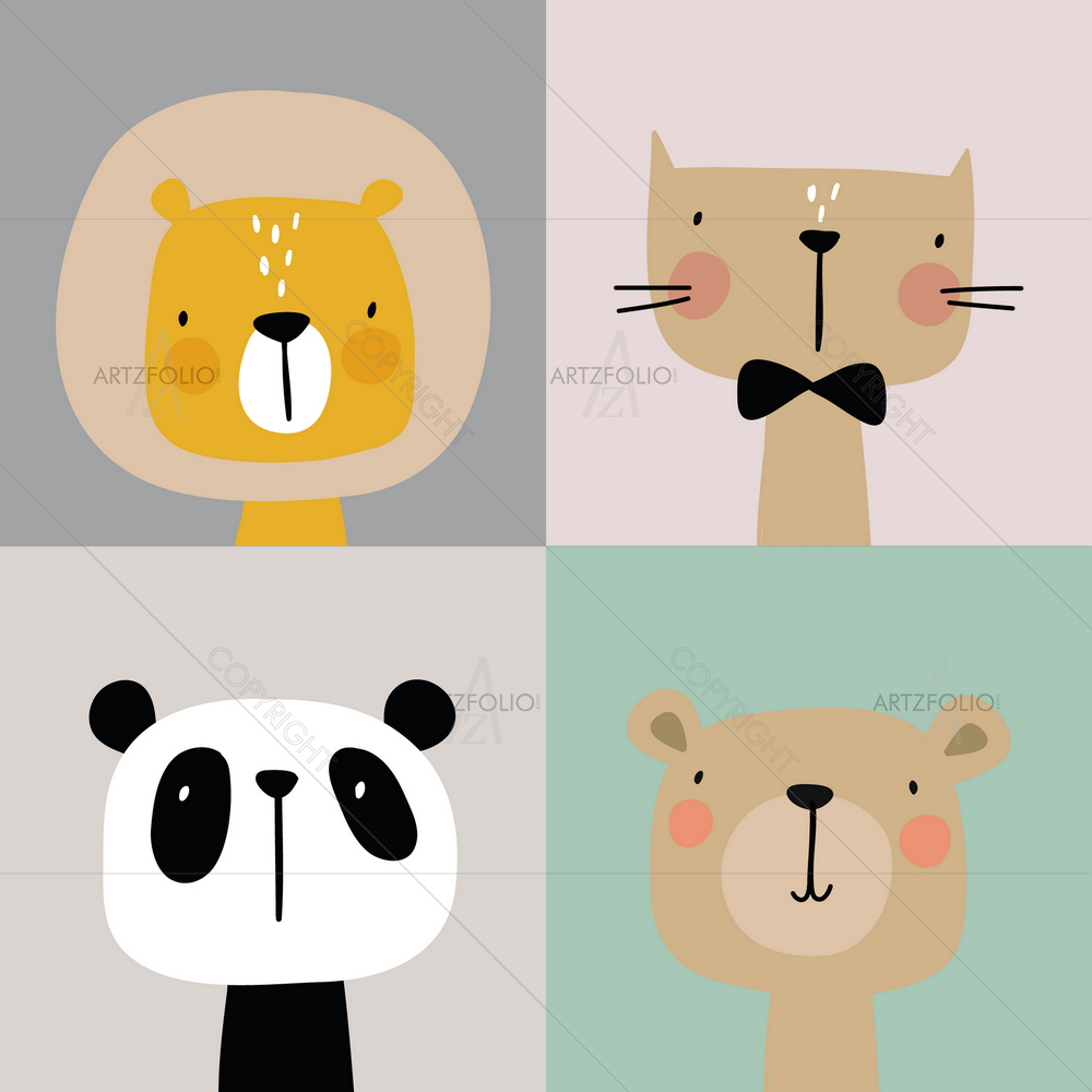 Cartoon Baby Animals D2 — African custom art by ArtzFolio