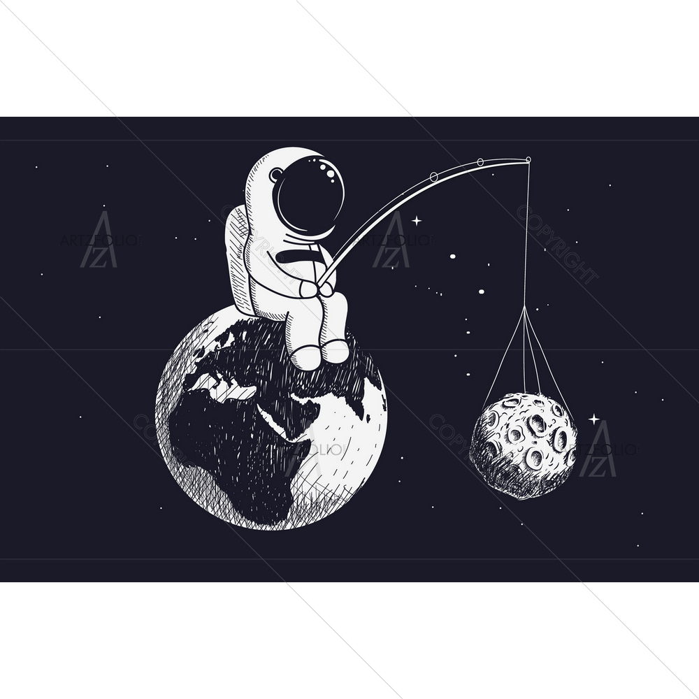 Astronaut Sitting on Earth — custom-size art design 5011915