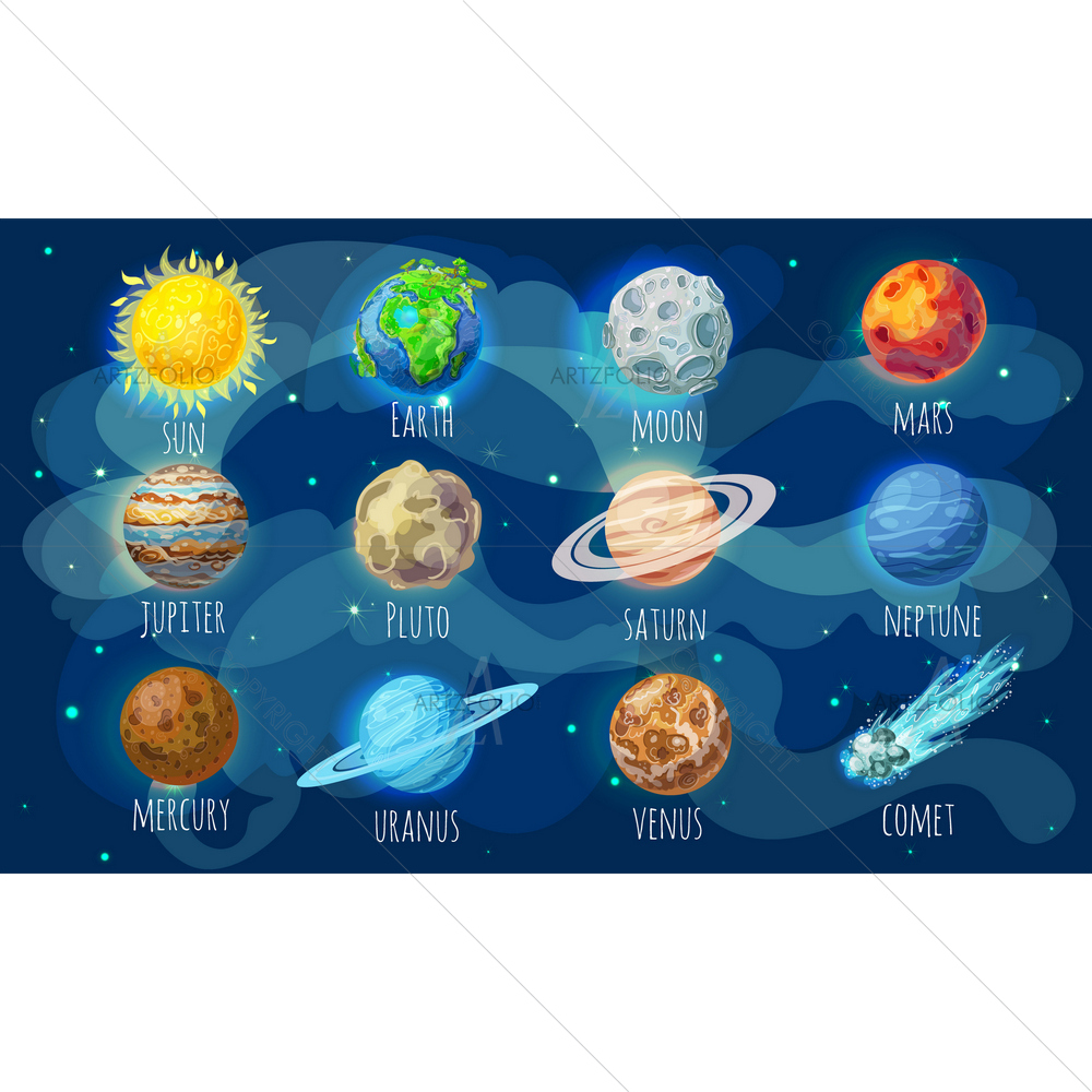 Sun Cornet and Solar System — Abstract custom art by ArtzFolio