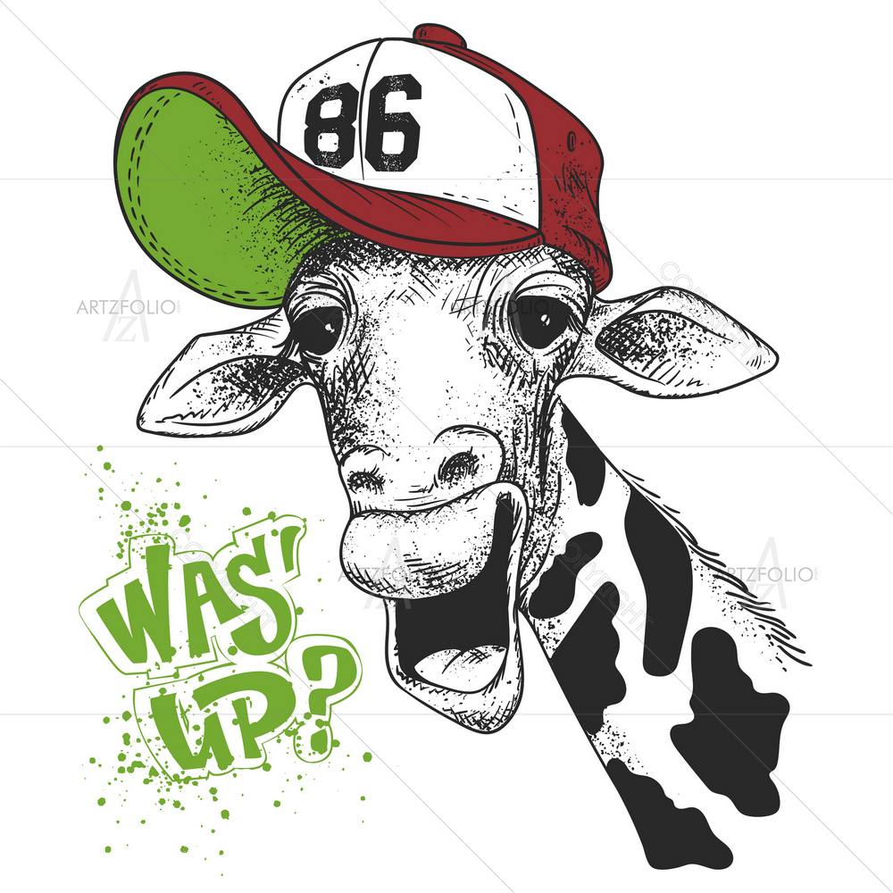 Cartoon Giraffe with Text — custom-size art design 5011935