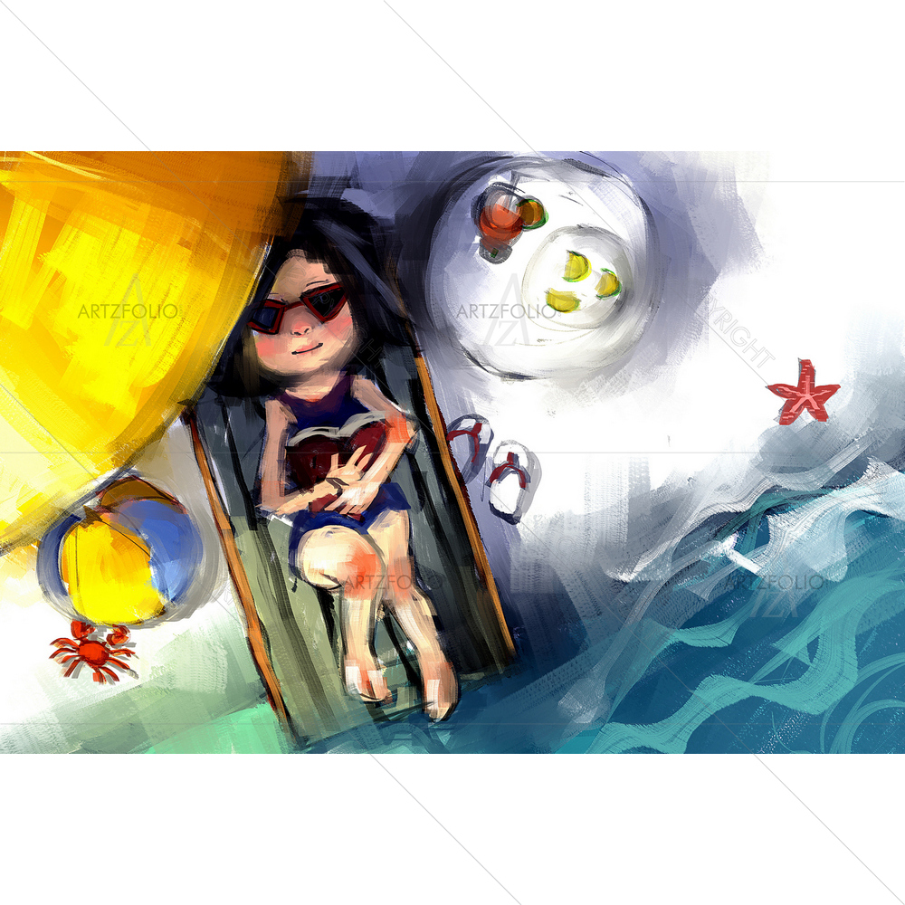 Woman on Beach Chair — Automobiles custom art by ArtzFolio