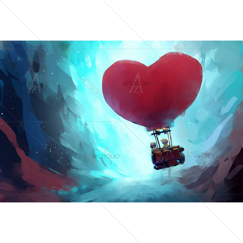 Couple Lying on Beach With Lifeboat — custom-size art design 5011956