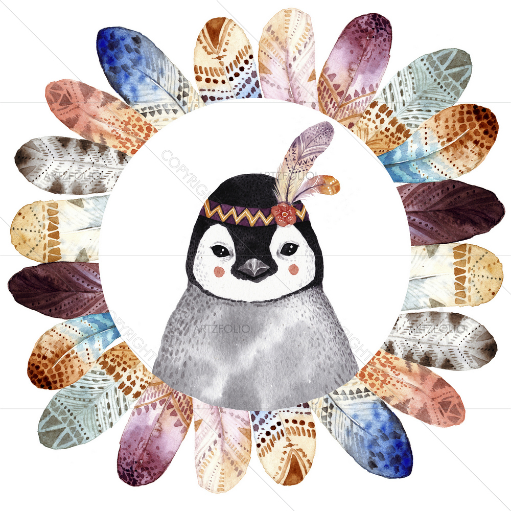 Watercolor Boho Feathers — custom-size art design 5011958