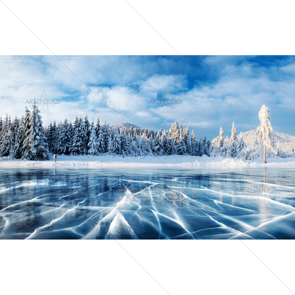 Cracks on Blue Ice Surface, Europe D1 — custom-size art design 5011972