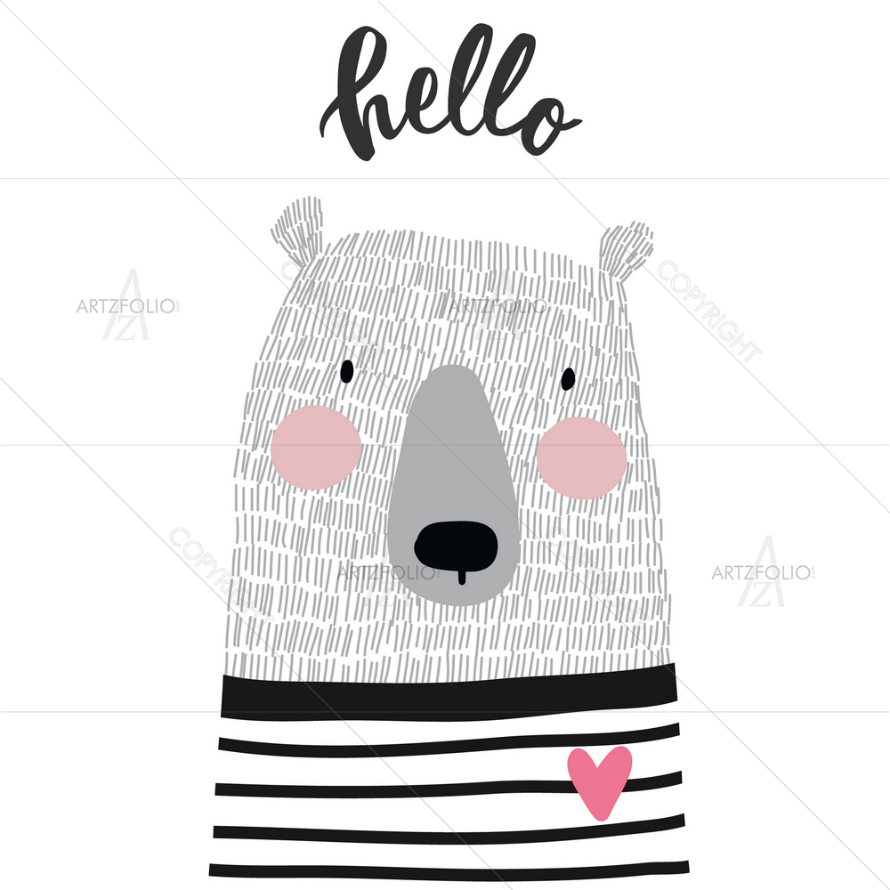 Hand-Drawn Bear Portrait — custom-size art design 5011981
